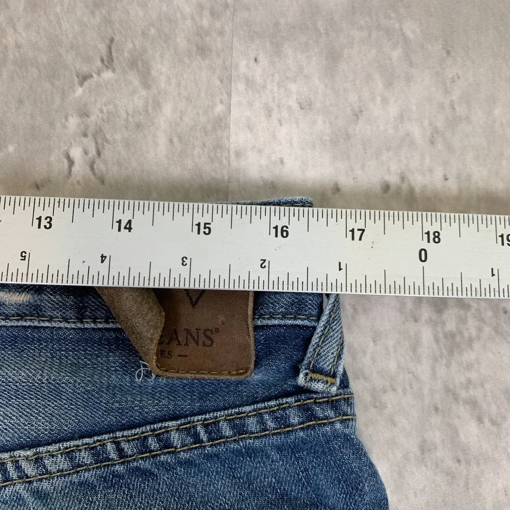 Guess Jeans Mens 34 Distressed Whisker Fade Designer Boot Cut Falcon Slim Y2K